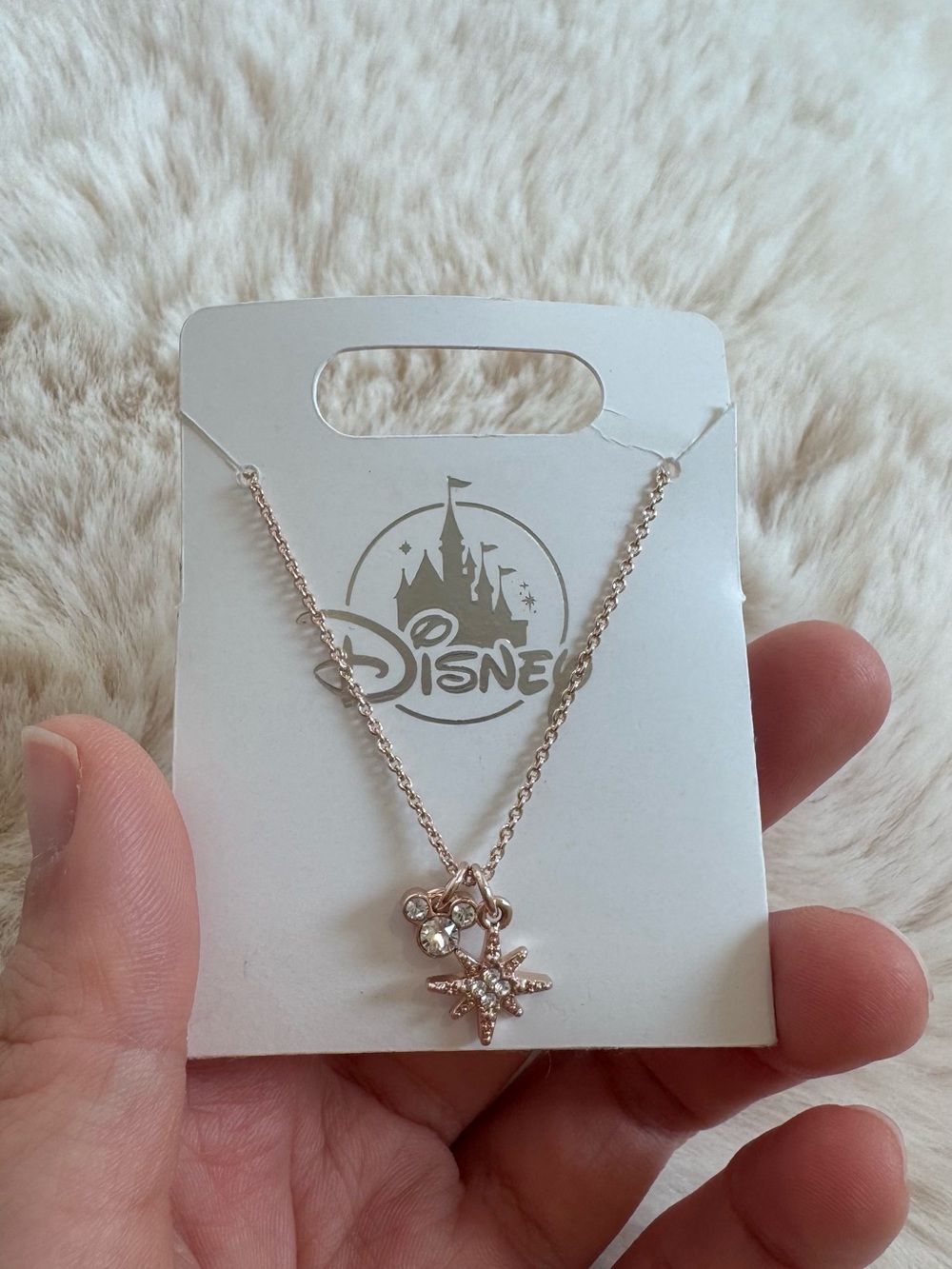 New Disney Rose Gold Star & Mickey Necklace